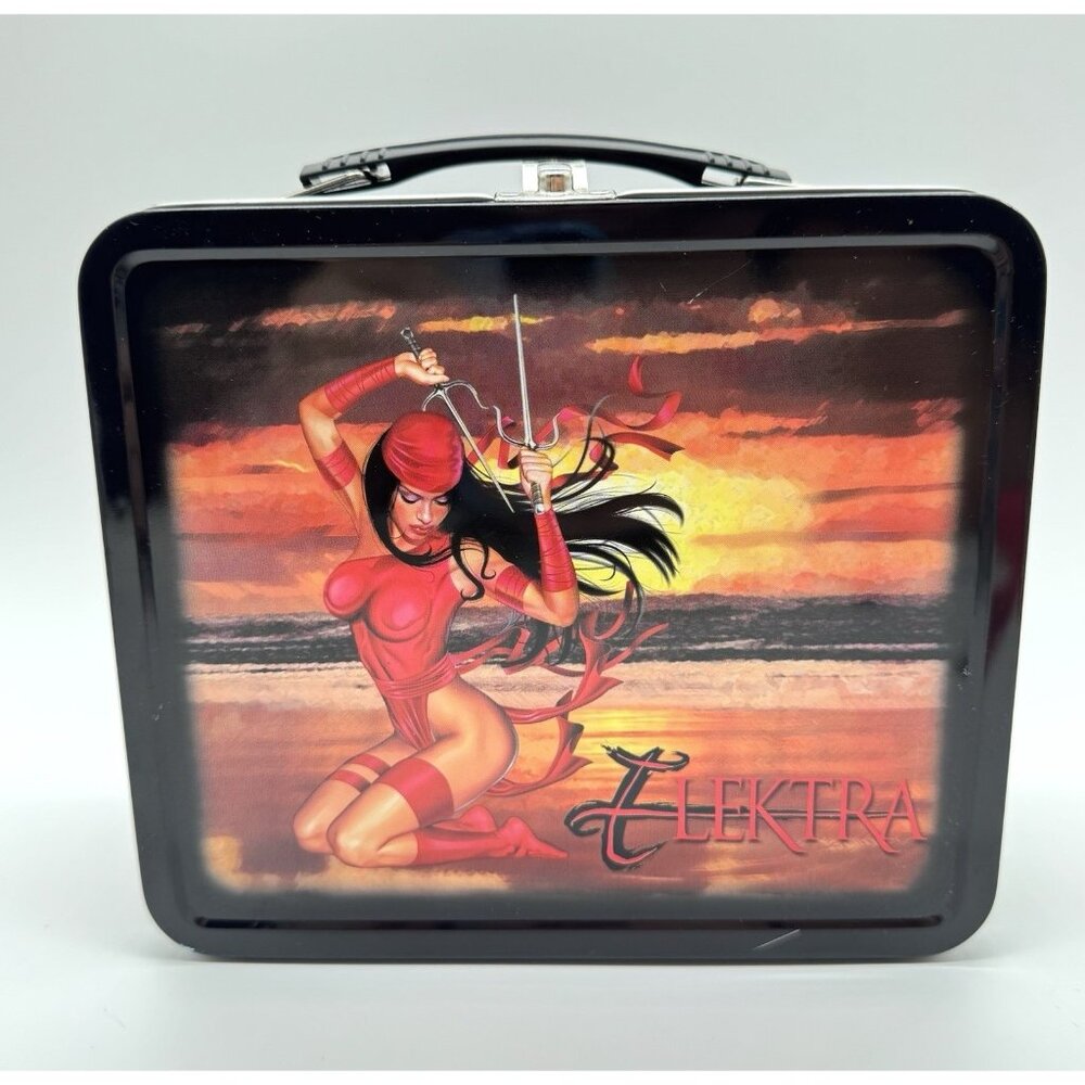 2001 Marvel Dynamic Forces Elektra Metal Lunch Box Artist Greg Horn